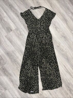 Summer Tommy Bahama Short Sleeve V-Neck Jumpsuit - Olive Black Leopard Print